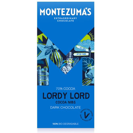 Montezuma's Lordy Lord - Dark Chocolate with Cocoa Nibs 90g