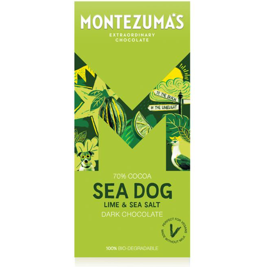 Montezuma's Sea Dog - Dark Chocolate with Lime & Sea Salt 90g