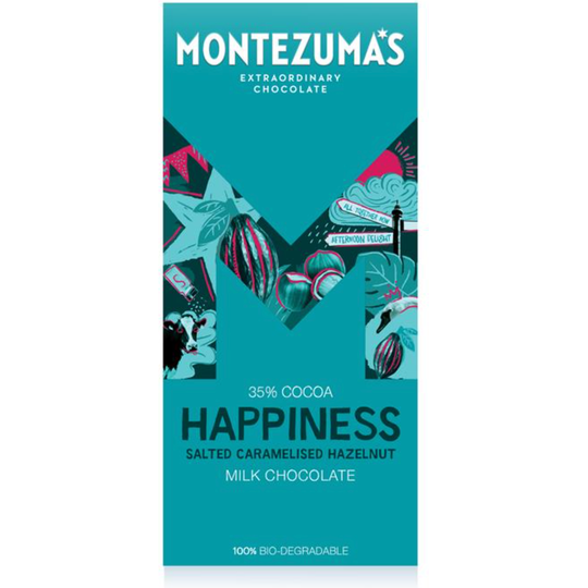 Montezuma's Happiness - Milk Chocolate with Salted Caramelised Hazelnuts 90g