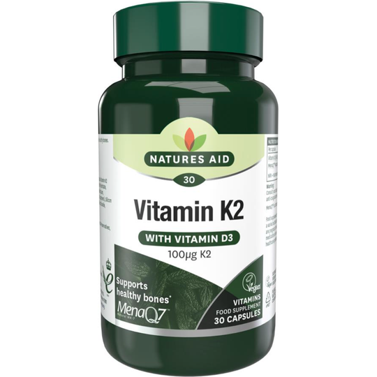 Natures Aid Vitamin K2 MenaQ7 (with Vitamin D3) 30 Capsules