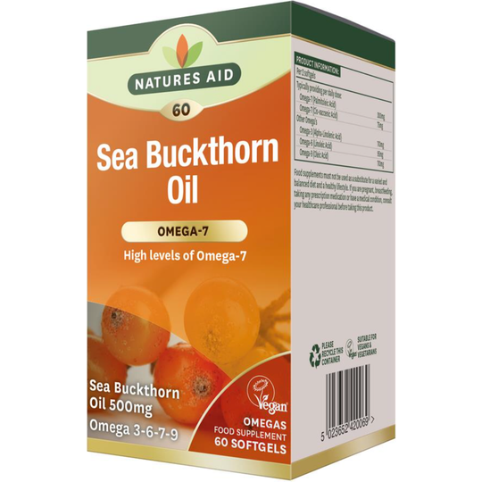 Natures Aid Sea Buckthorn Oil 500mg 60 Softgels