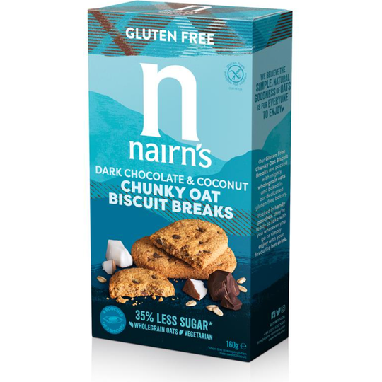Nairn's Gluten Free Dark Choc & Coconut Biscuit Break Chunky 160g