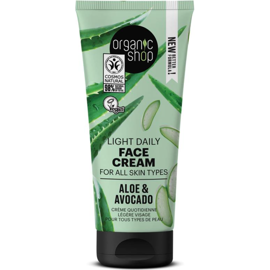 Organic Shop Light Daily Face Cream For All Skin Types Aloe and Avocado (50ml)