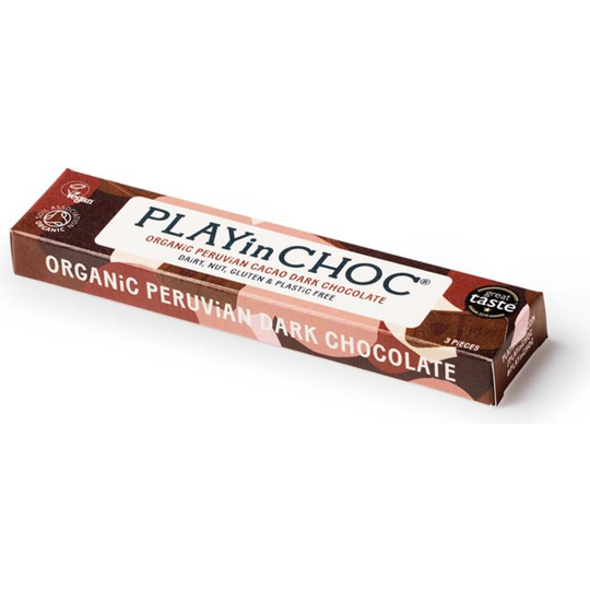PLAYinCHOC JustChoc Box Organic Peruvian Cacao Dark Chocolate 30g