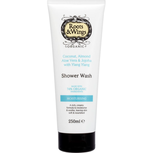Roots & Wings Organic Coconut, Almond, Aloe Vera with Jojoba & Ylang Ylang Shower Wash 250ml