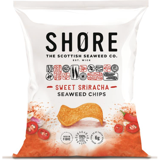SHORE Sweet Sriracha Seaweed Chips Vegan crisps 80g