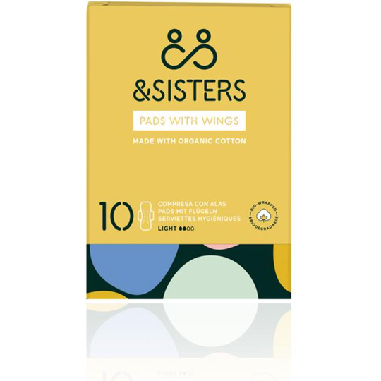 &SISTERS by Mooncup Organic Cotton Light Pads with Wings 10 per pack