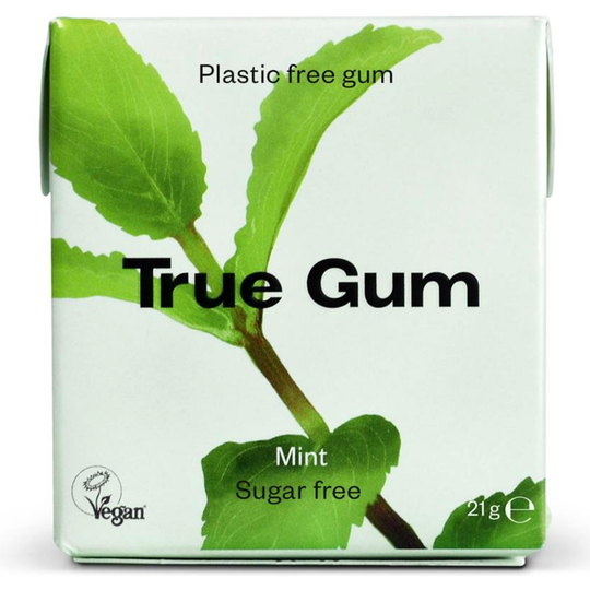 True Gum Plastic Free Vegan and Sugar Free Chewing Gum - Mint 21g