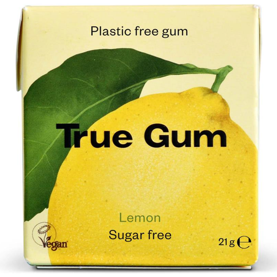 True Gum Plastic Free Vegan and Sugar Free Chewing Gum - Lemon 21g
