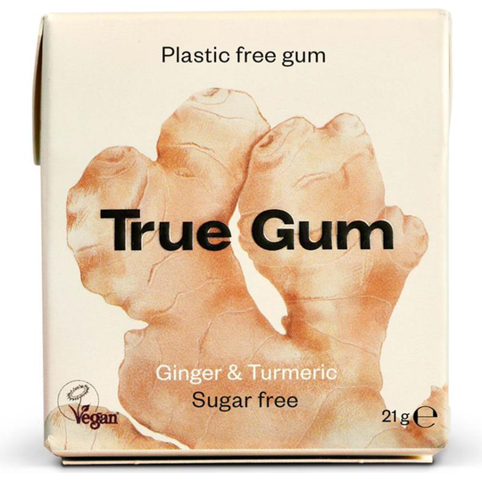 True Gum Vegan and Sugar Free Chewing Gum - Ginger & Turmeric 21g