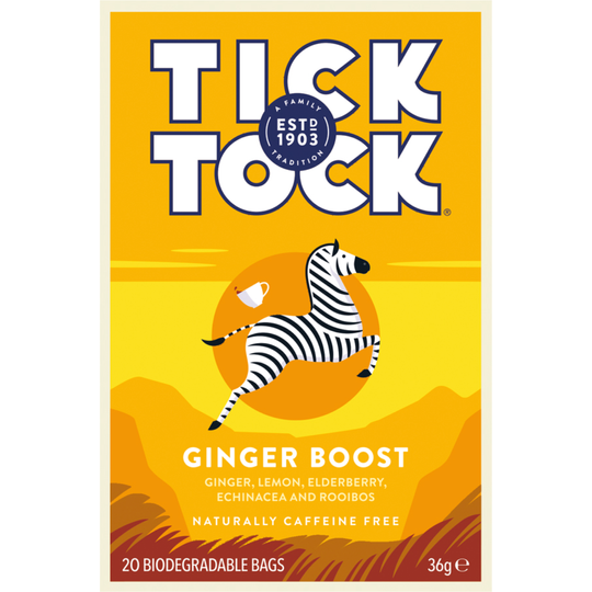 TICK TOCK GINGER BOOST TEA 20 TEABAGS