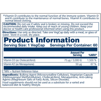 Solaray Vitamin D3 & K2 120 Vegcaps