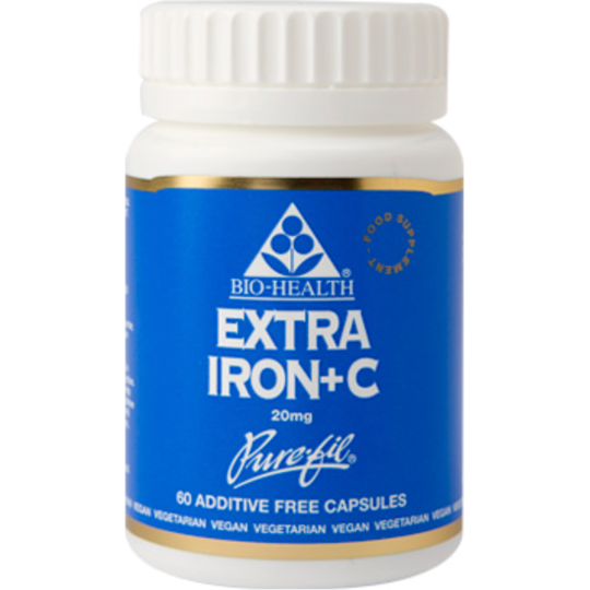 Bio-Health Extra Iron + Vitamin C 60 Vegetable Capsules