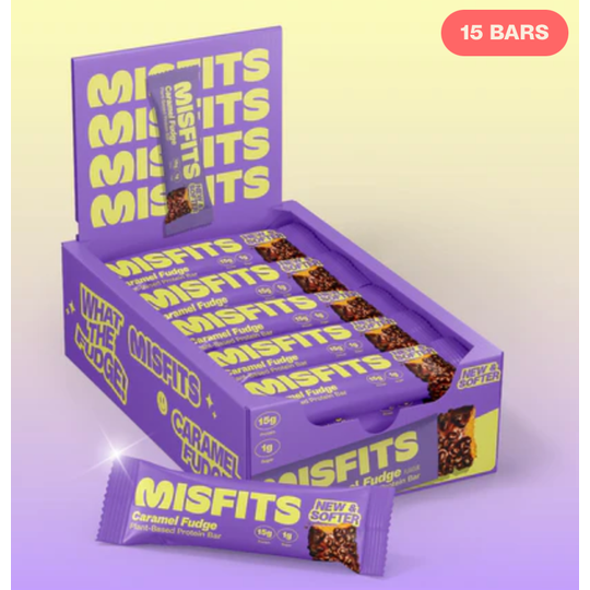Misfits Caramel Fudge Plant-Based Protein Bar 15 x 50g