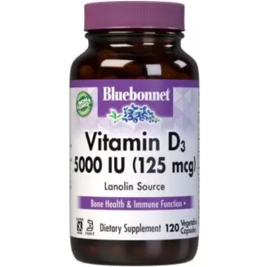 Bluebonnet Vitamin D3 5,000iu 120 Vegetable Capsule