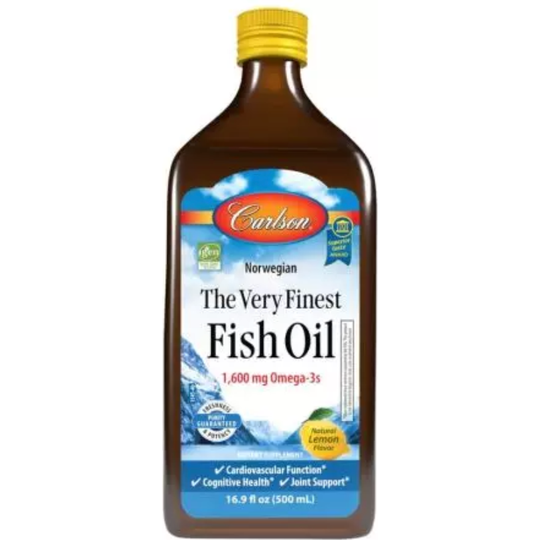 Carlson Labs The Very Finest Fish Oil 1,600mg 16.9oz (500ml) Lemon Flavour