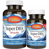 Carlson Labs Super DHA Gems 500mg 60 Softgels Plus 20 Softgels Free