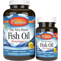 Carlson Labs The Very Finest Fish Oil 700mg 120 Softgels Plus 30 Softgels Free Lemon Flavour