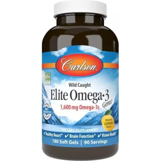 Carlson Lab Elite Omega-3 Gems 1,600mg 180 Softgels