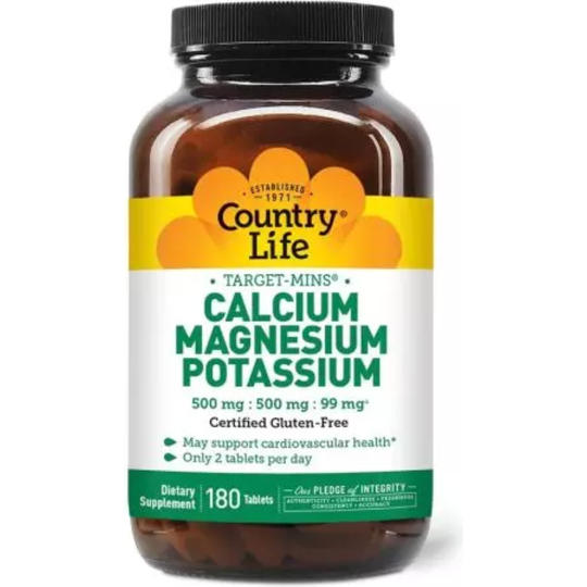 Country Life Target-Mins Calcium, Magnesium, Potassium 180 Tablets