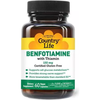 Country Life Benfotiamine with Thiamin 150mg 60 Vegan Capsules
