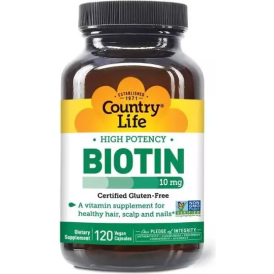 Country Life Biotin 10mg 120 Vegan Capsules