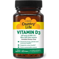 Country Life Vitamin D3 5000iu 60 Softgels