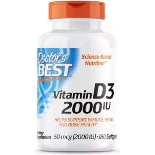 Doctor's Best Vitamin D3 50 mcg (2,000 IU) 180 Softgels