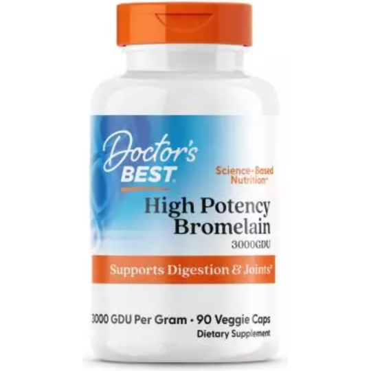 Doctor's Best High Potency Bromelain 3000 GDU, 500 mg 90 Veggie Capsules