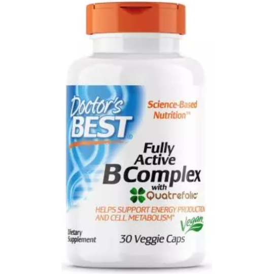 Doctor's Best Fully Active B Complex with Quatrefolic 30 Veggie Capsules