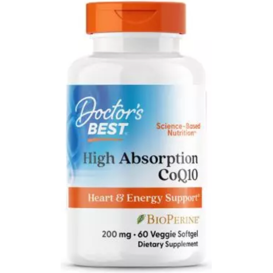 Doctor's Best High Absorption CoQ10 with BioPerine 200 mg 60 Veggie Softgels
