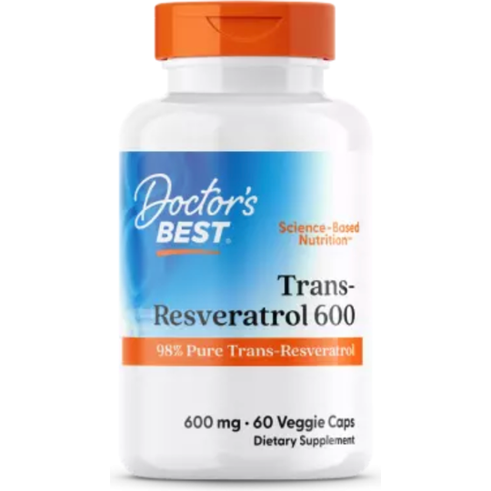Doctor's Best High Potency Trans-Resveratrol 600, 600 mg 60 Veggie Capsules