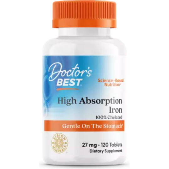 Doctor's Best High Absorption Iron with Ferrochel 27mg 120 Tablets