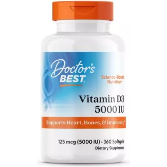 Doctor's Best Vitamin D3 125 mcg (5,000 IU) 360 Softgels