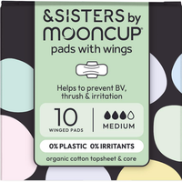 &SISTERS by Mooncup Organic Cotton Period Pads with Wings - Medium 10 Pack