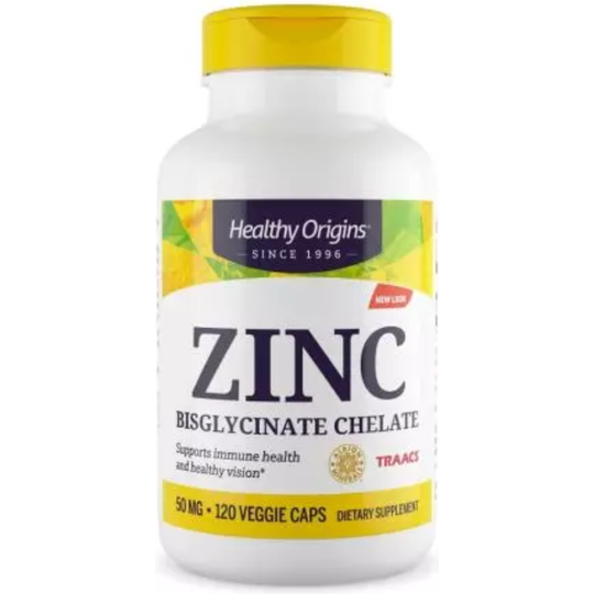 Healthy Origins Zinc Bisglycinate Chelate 50mg 120 Veggie Capsules
