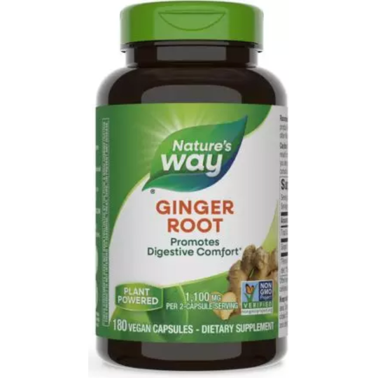 Nature's Way Ginger Root 1,100mg 180 Vegan Capsules