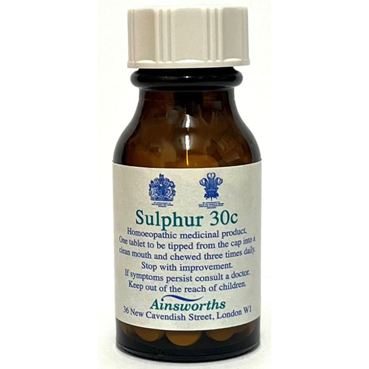 Ainsworths Sulphur 30C Single Counter Remedy 120 tabs