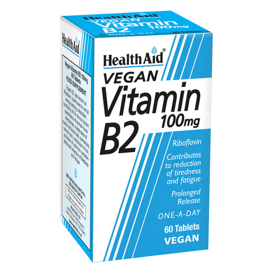 HealthAid Vitamin B2 (Riboflavin) 100mg - Prolonged Release - 60 Tablets