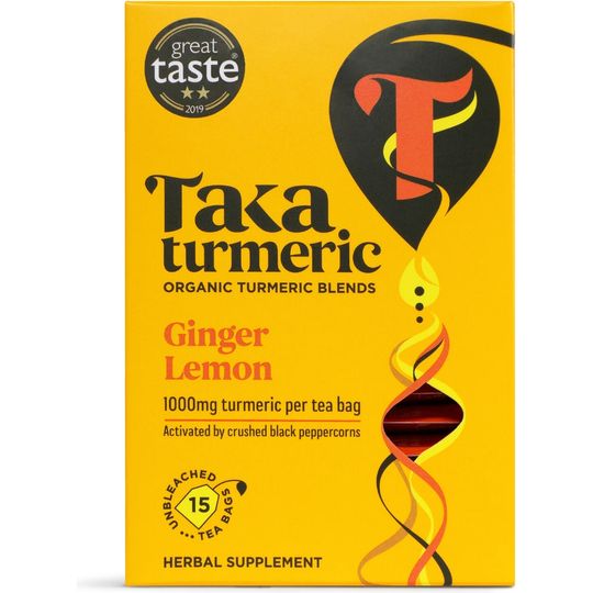 Taka Turmeric Ginger & Lemon Tea 15 Organic, Plastic-Free Tea Bags