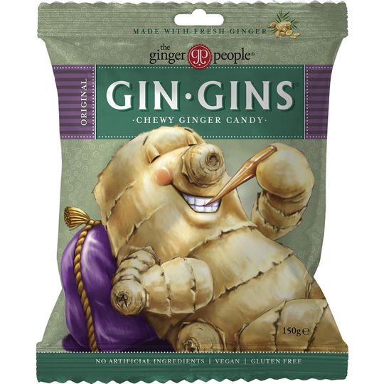 THE GINGER PEOPLE UK  GIN GINS® ORIGINAL GINGER CHEWS 150g
