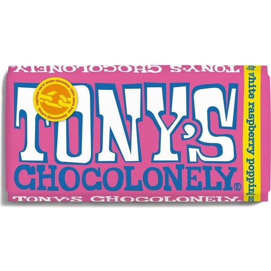 Tony's Chocolonely White Raspberry Popping Candy 28% 180g