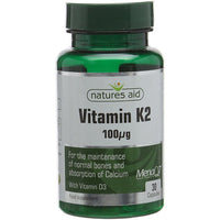 Natures Aid Vitamin K2 (Mena Q7) 100mg with Vitamin D3 30s
