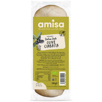 Amisa Organic Gluten Free Olive Ciabatta 180g