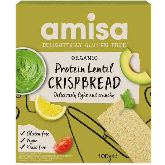 Amisa Organic Gluten Free Protein Lentil Crispbread 100g