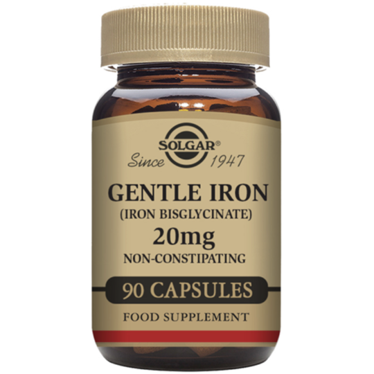 Solgar Gentle Iron (Iron Bisglycinate) 20 mg 90 Vegetable Capsules