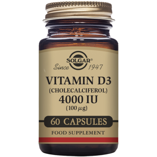 Solgar Vitamin D3 (Cholecalciferol) 4000 IU (100 mcg) 60 Vegetable Capsules