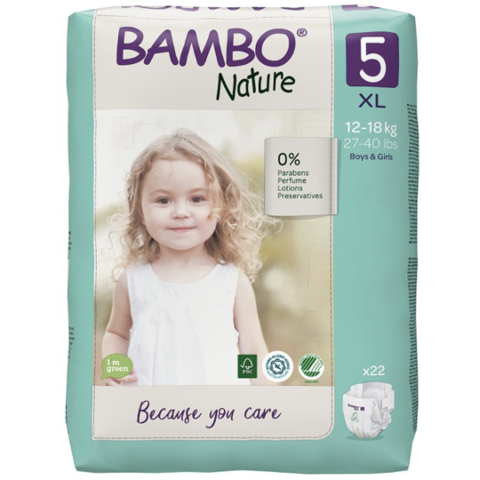 Bambo Nature Nappies - Size 5 Extra Large (22 pack size)