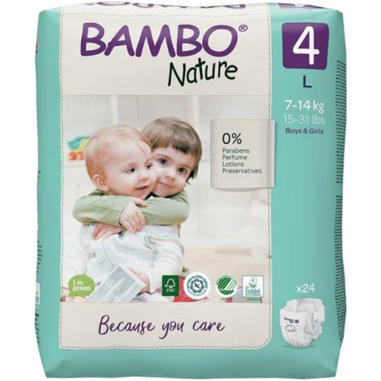 Bambo Nature Nappies - Size 4 Large (24 pack size)