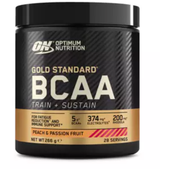 OPTIMUM NUTRITION GOLD STANDARD BCAA TRAIN + SUSTAIN PEACH AND PASSION FRUIT 266g